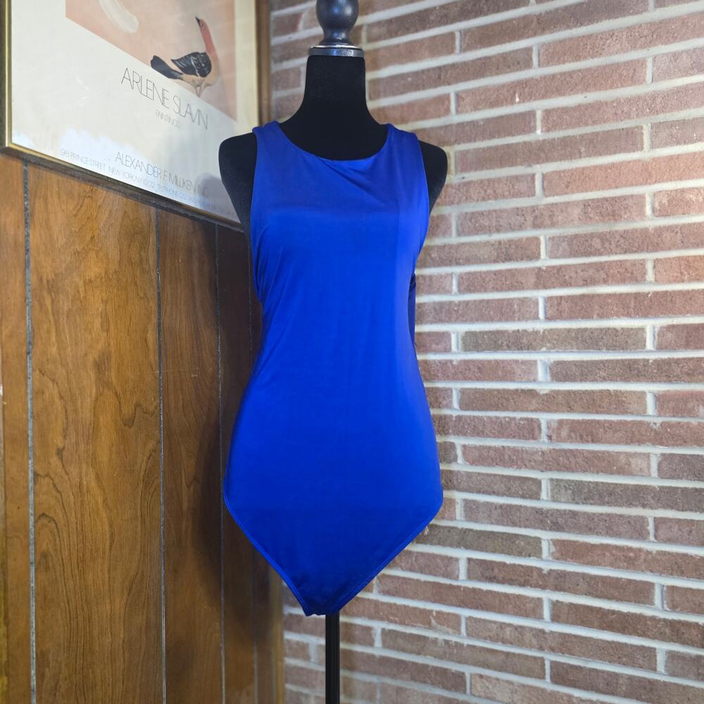 Express Body Contour High Compression High Neck Bodysuit Cobalt Blue XL